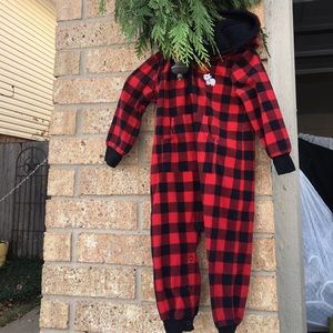 Plaid fleece onesie